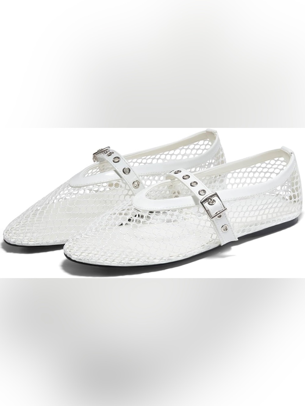 Coutgo white mesh Mary Jane flats